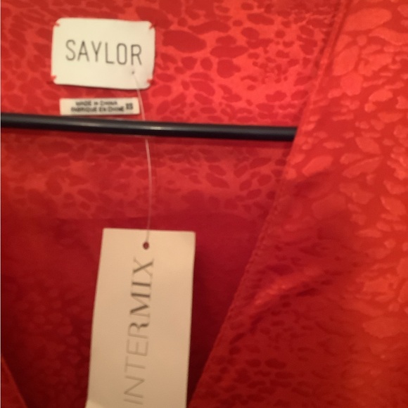 Saylor Farrow Red Orange Jacquard Ruched Dress XS - Picture 2 of 4